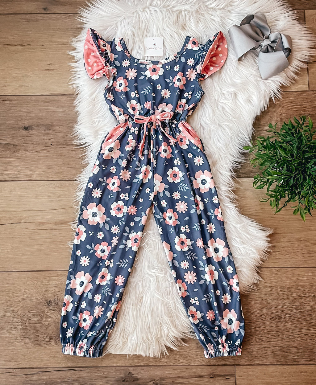 Spring Coral Scoop Back Jumpsuit by Wellie Kate