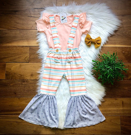 Sweet Dots Suspender Bell Pants Set by TwoCan