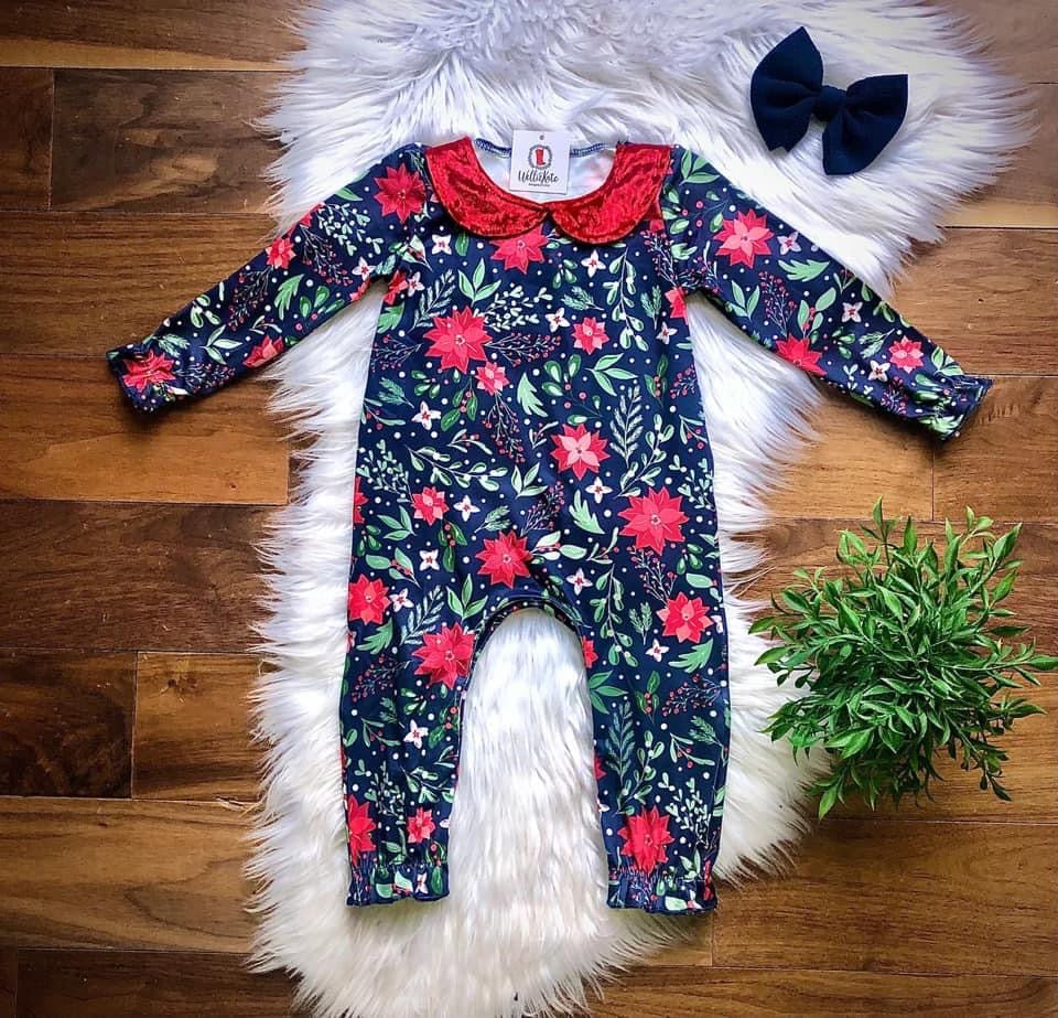 Posh Poinsettia Infant Romper by Wellie Kate