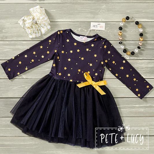 Have A Great New Year! Tulle Dress- Black Long Sleeve by Pete + Lucy