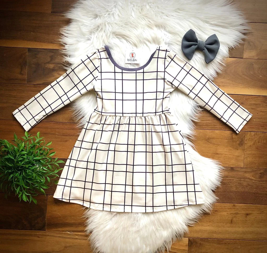 Farmhouse Pinstripe Plaid Dress by Wellie Kate