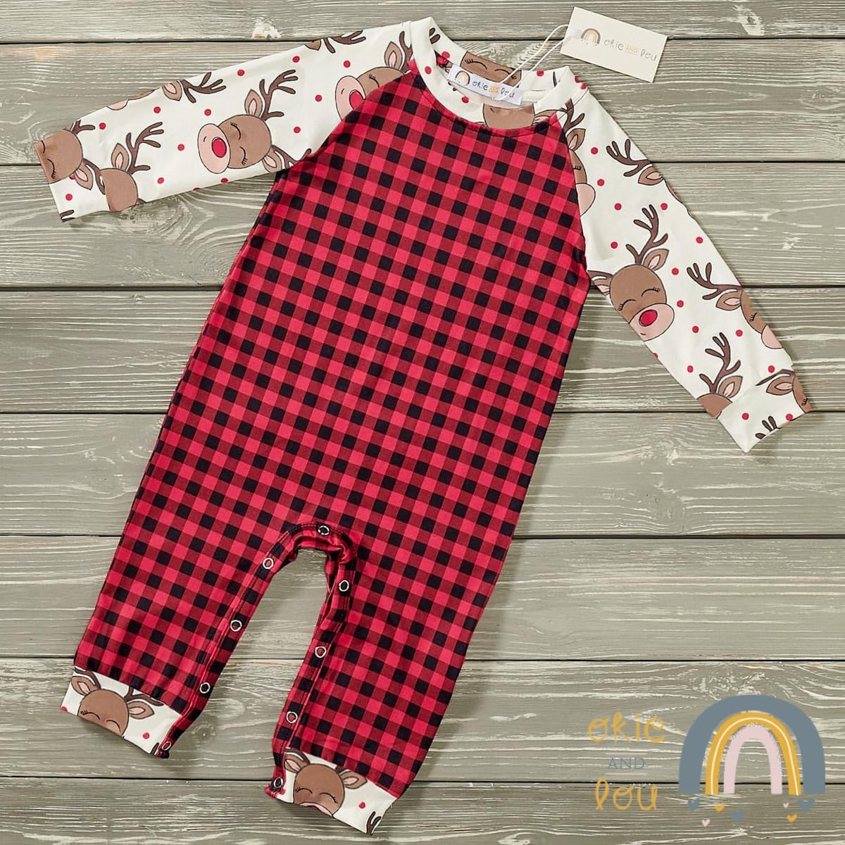 Pre-Order Happy Rudolph Romper by Okie & Lou