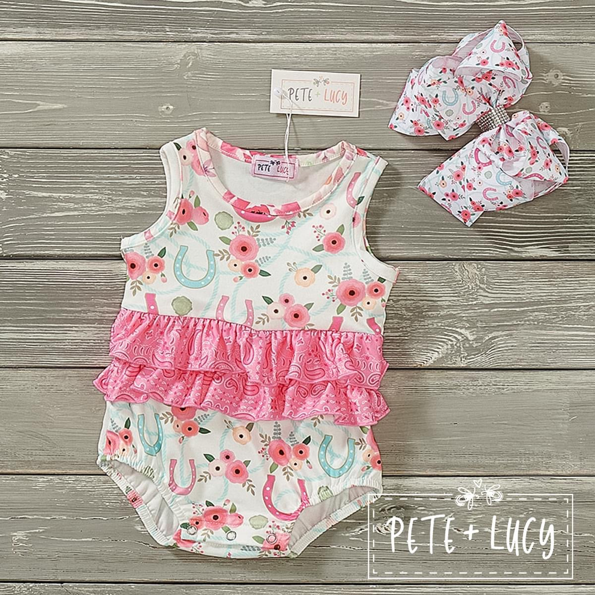 Horse Show Floral Infant Romper by Pete + Lucy