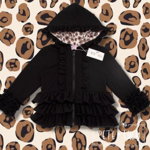 Black Ruffle Hoodie by Pete + Lucy