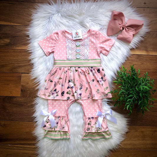 Sweet Pink Floral Infant Romper by Wellie Kate