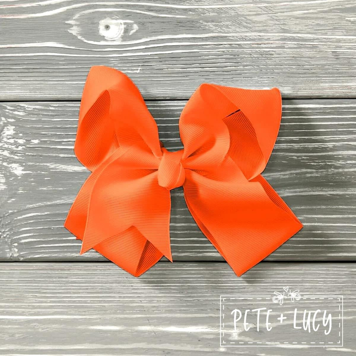 Pre-Order Denim Pumpkin Orange Bow by Pete + Lucy