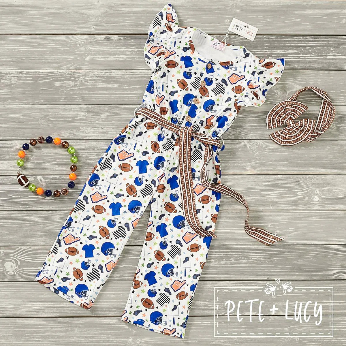 Family Football Girls Romper by Pete + Lucy