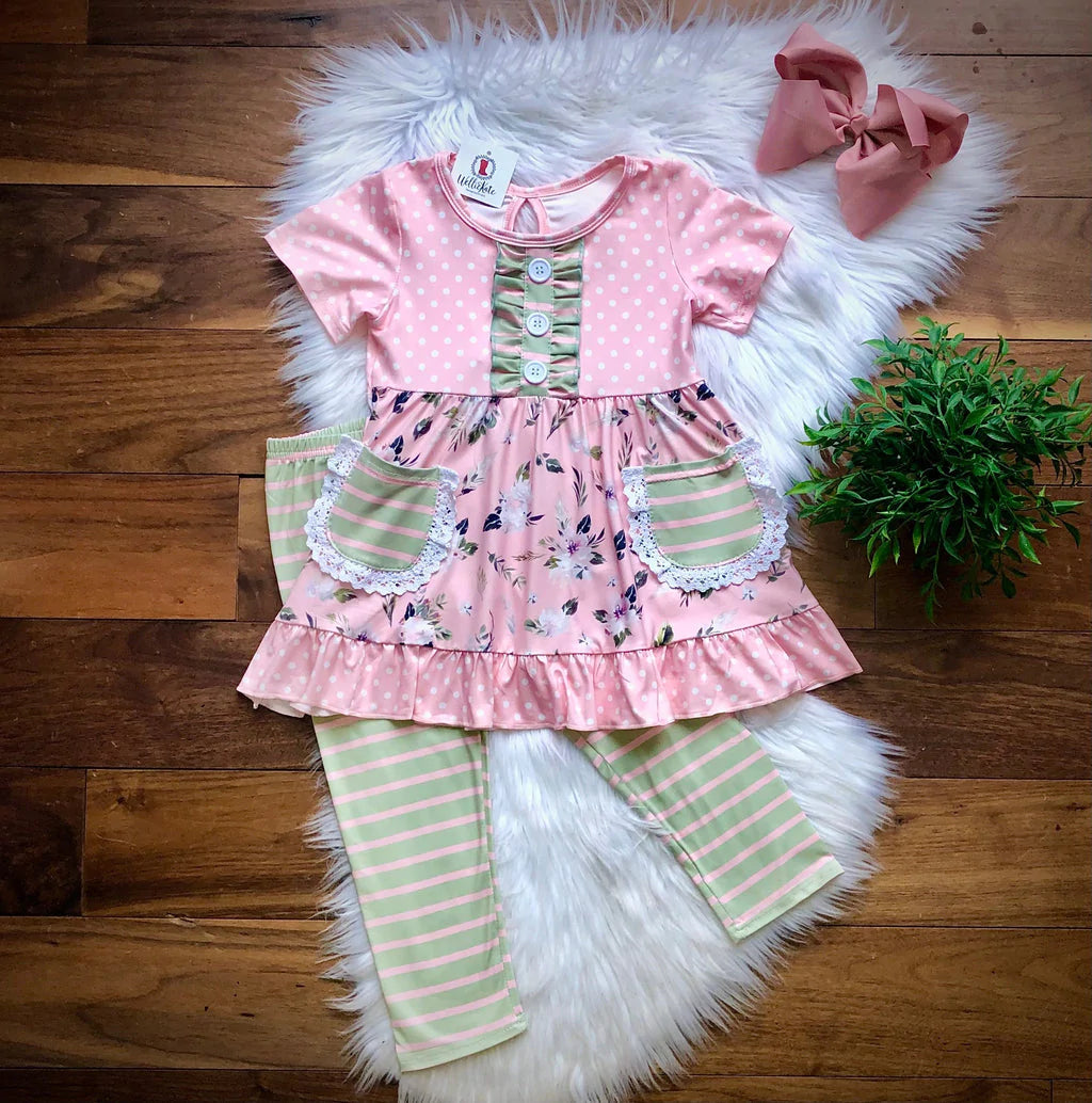 Sweet Pink Floral Pants Set by Wellie Kate