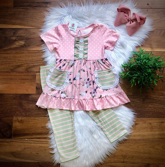 Sweet Pink Floral Pants Set by Wellie Kate