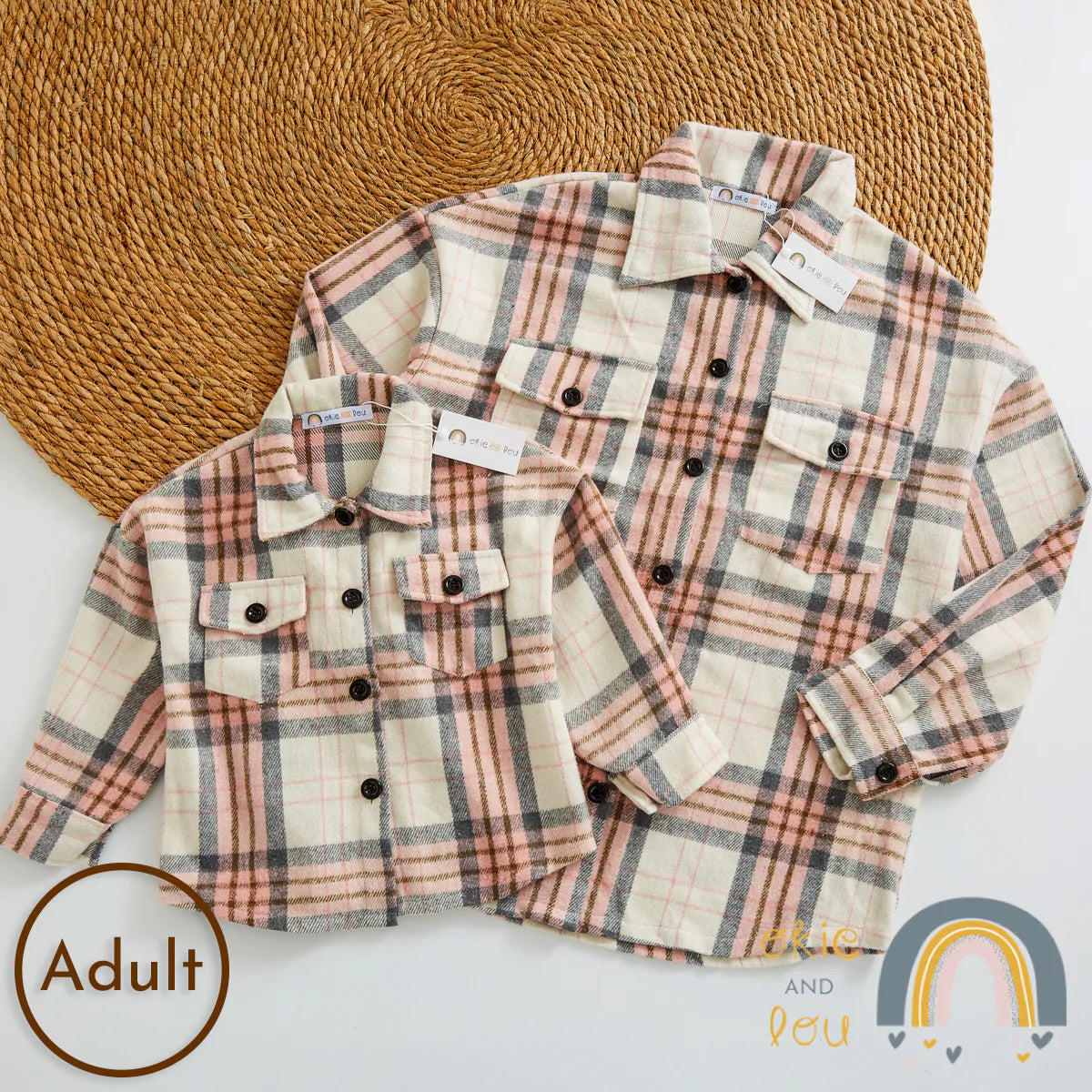 Pre-Order: Plaid Shirts- Pale Blush-Adult by Okie & Lou