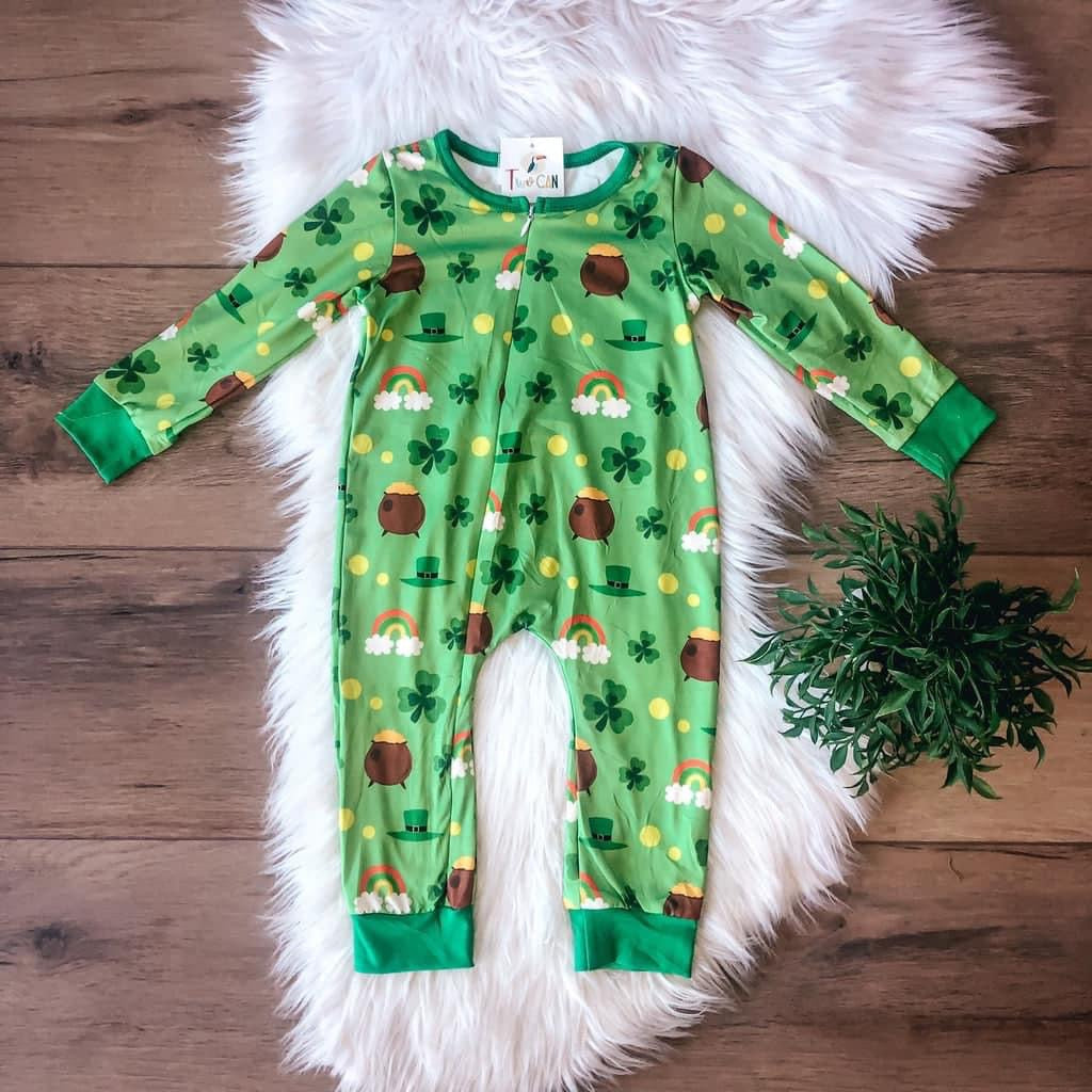 Pre-Order Luck O’ Irish Zipper Infant Romper by TwoCan