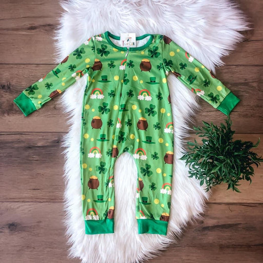 Pre-Order Luck O’ Irish Zipper Infant Romper by TwoCan