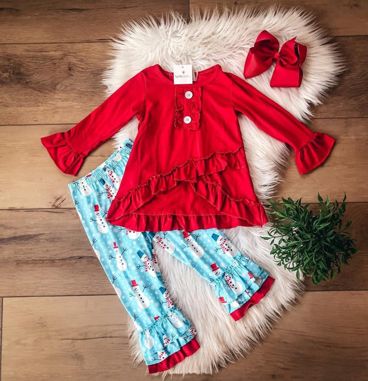 Happy Snowmen Pants Set by WellieKate