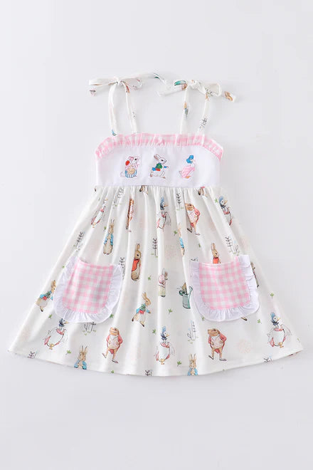 Bunny Embroidered Pocket Dress by HoneyDew