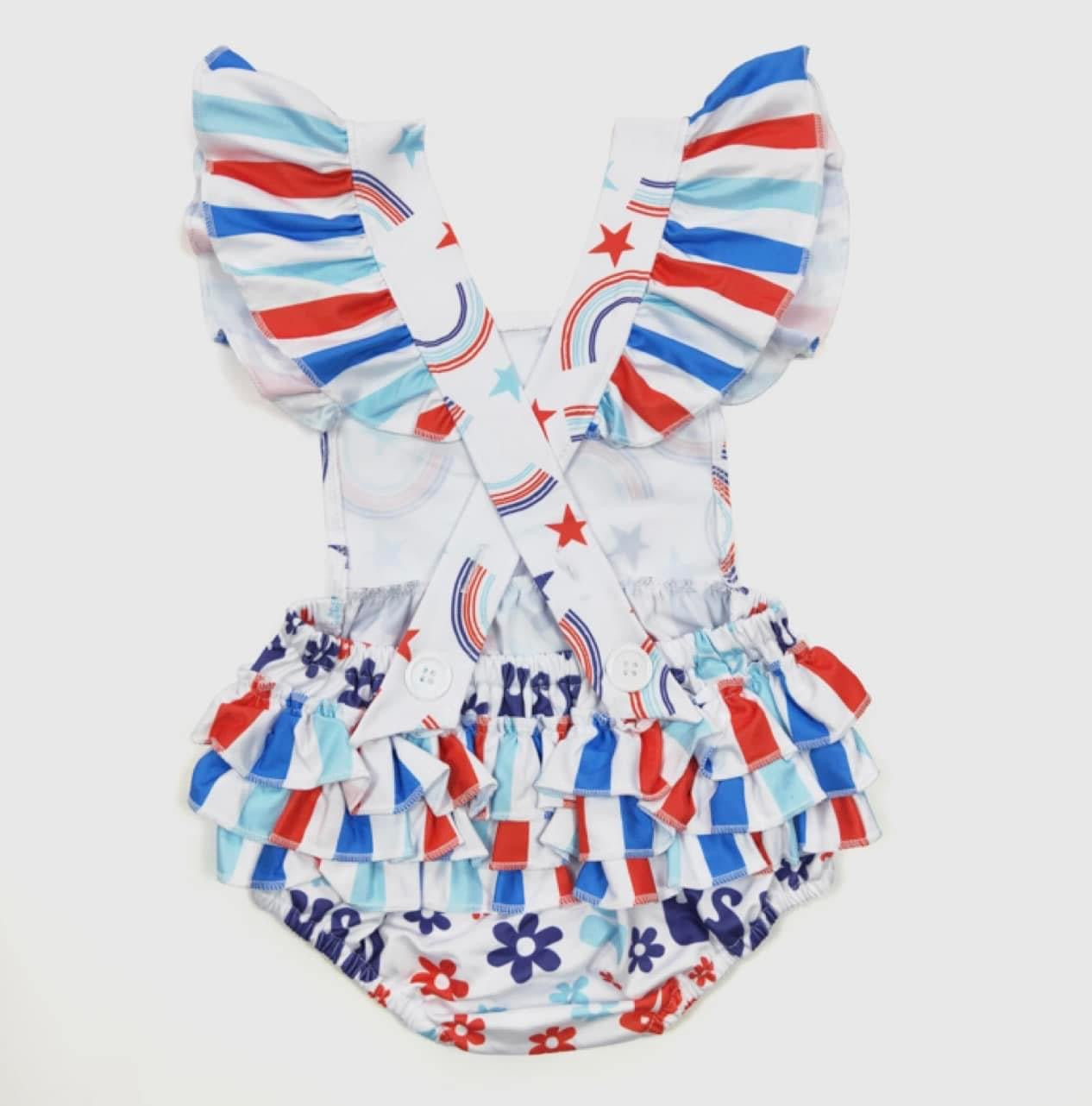 USA Tier Girls Romper by Clover Cottage