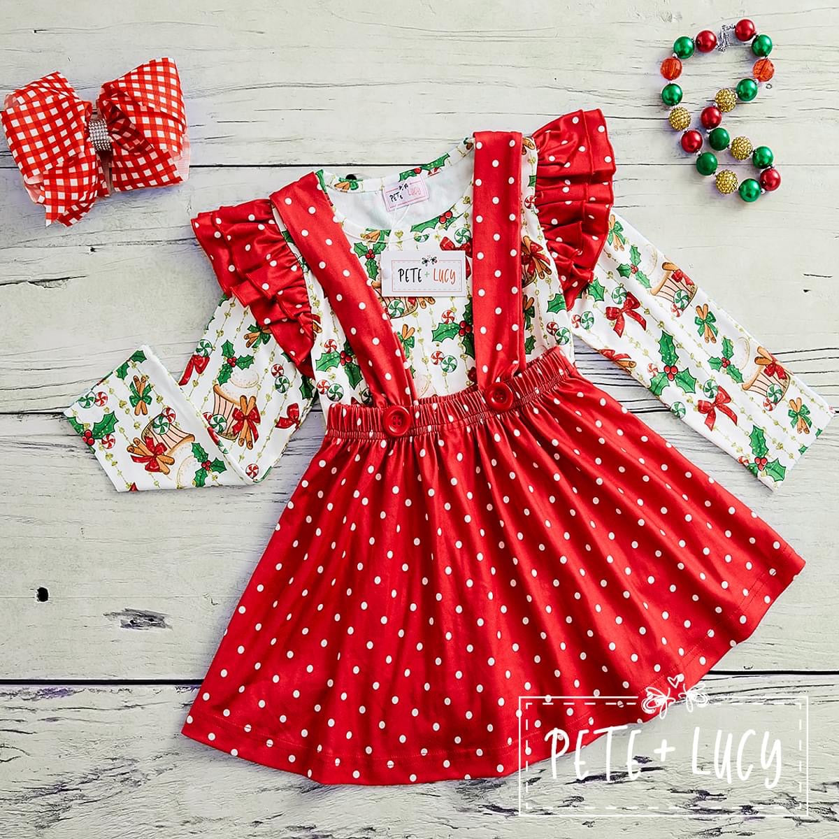 Pre-Order Christmas Mistletoe 2-Piece Dress Set by Pete + Lucy
