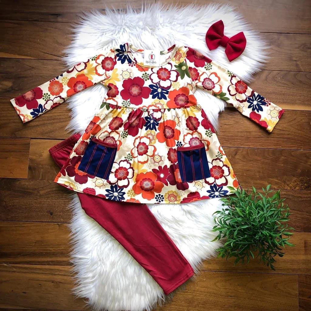Pre-Order Retro Floral Pant Set by Wellie Kate