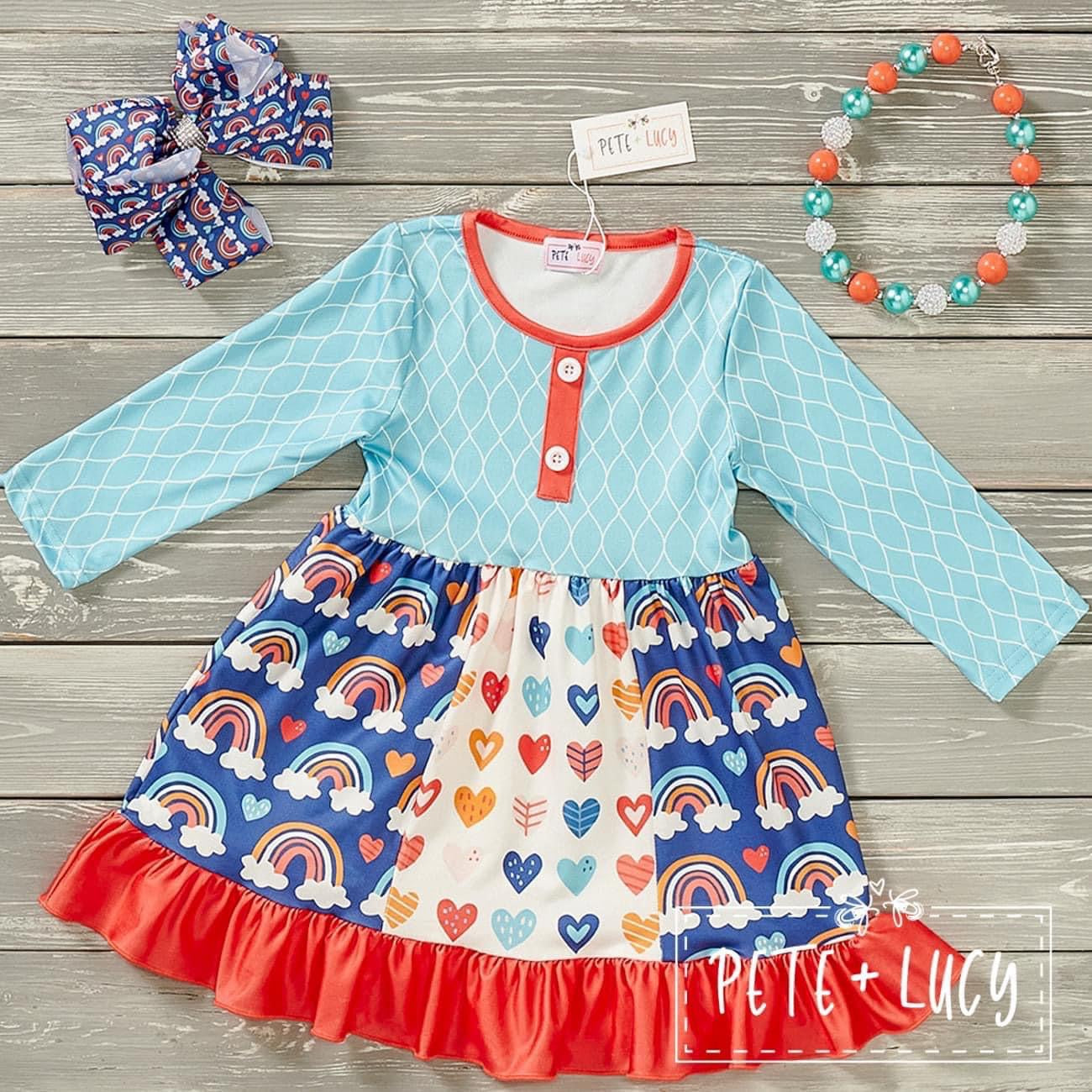 Rainbows With Clouds Dress by Pete + Lucy