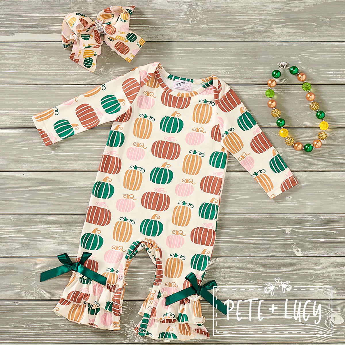 Pre-Order Smashin’ Pumpkins Girls Infant Romper by Pete + Lucy