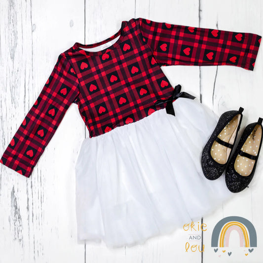 Checkered Hearts Tulle Dress by Okie & Lou