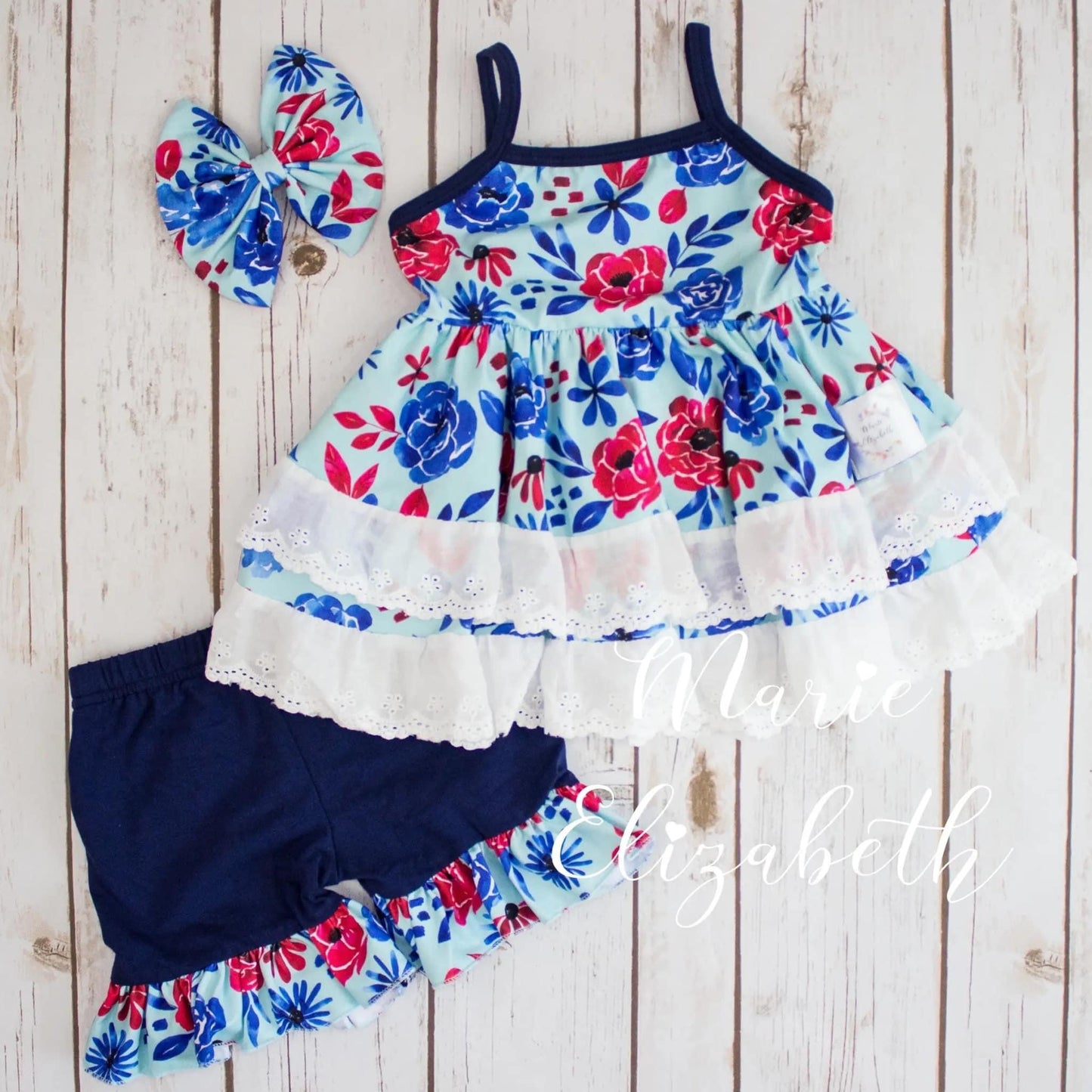 4th of July Floral 2 Piece Set by Marie Elizabeth