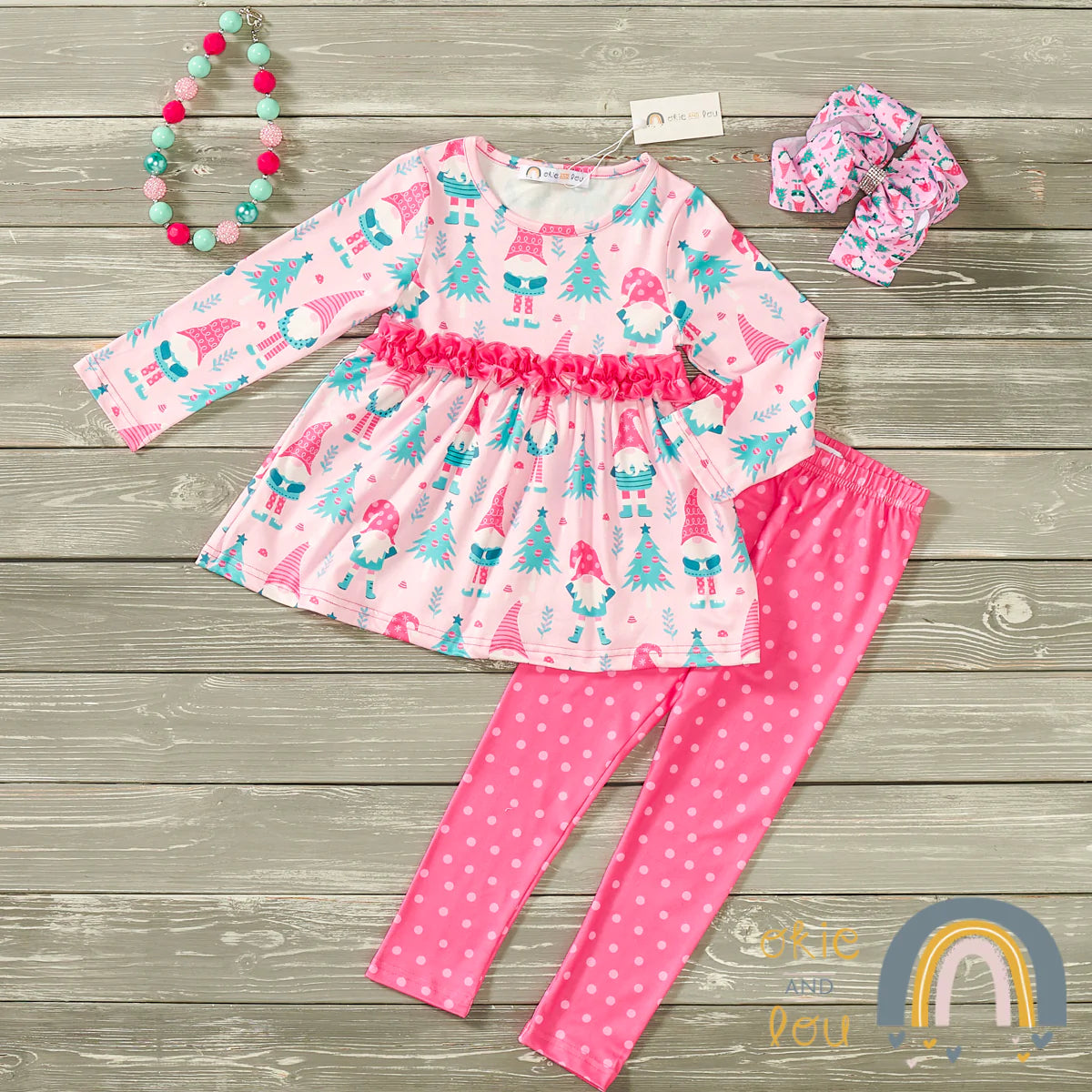 Pink Christmas 2-Piece Long Sleeve by Okie & Lou