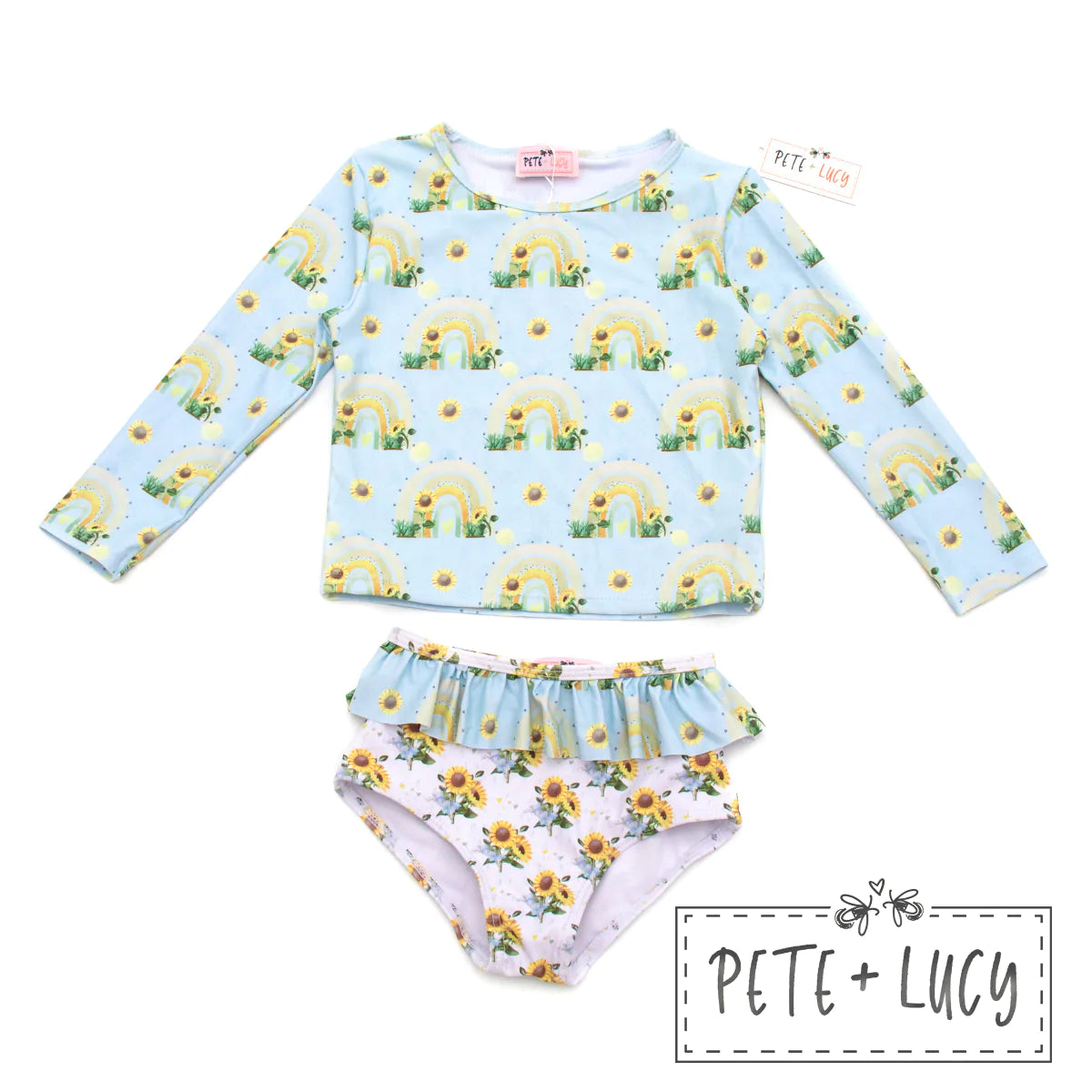Happy Sunflower 2-Piece Swim (Rashguard) by Pete + Lucy