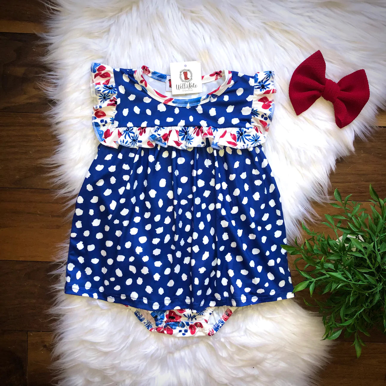 Blue Dot Infant Onesie By Wellie Kate