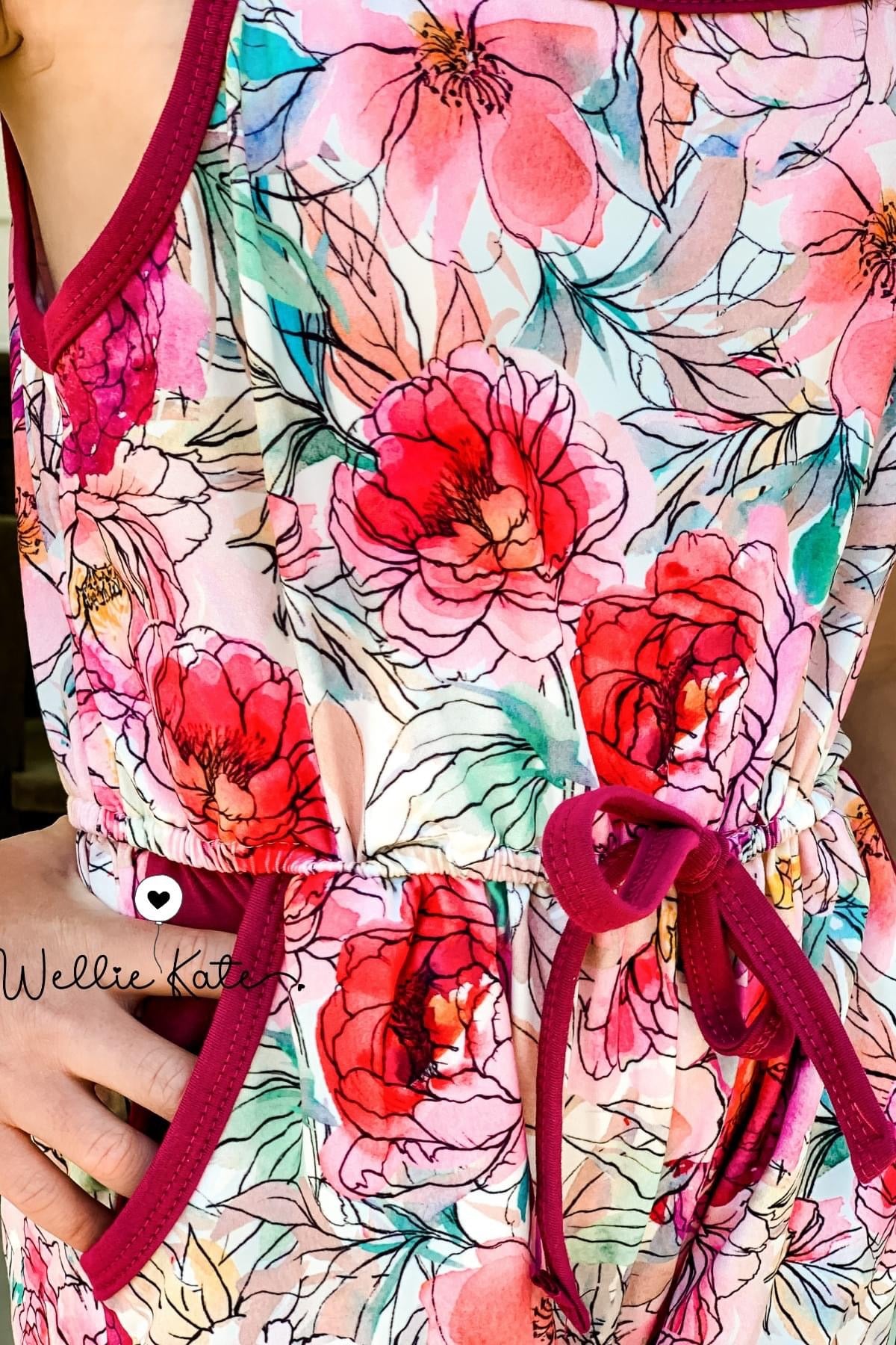 Watercolor Rose Shorts Romper by Wellie Kate