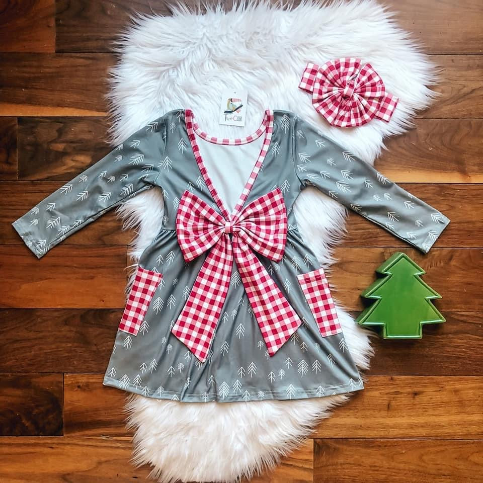Pre-Order A Country Christmas Bow Back Dress by TwoCan