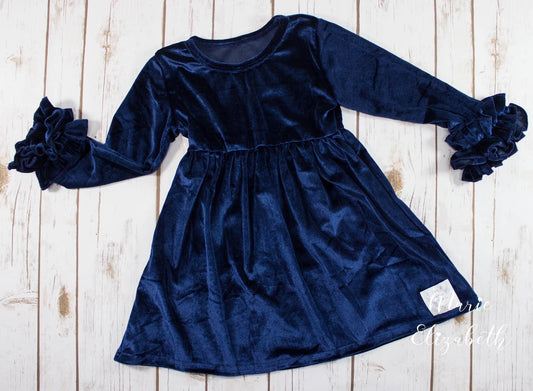 Navy Velvet Dress by Marie Elizabeth