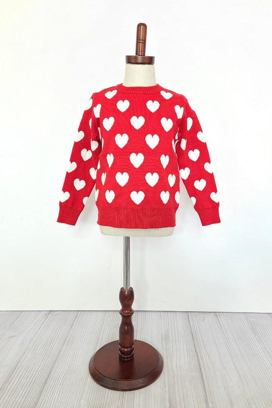 Red Heart Sweater by Clover Cottage