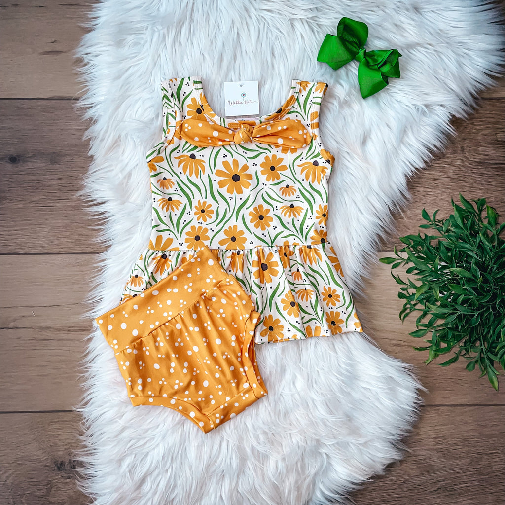 Black Eyed Susan Bummie Set by Wellie Kate