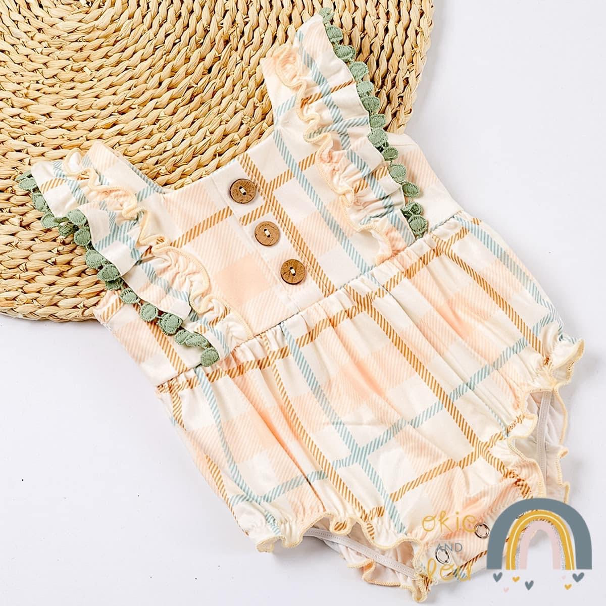 Country Plaid Infant Romper by Okie & Lou