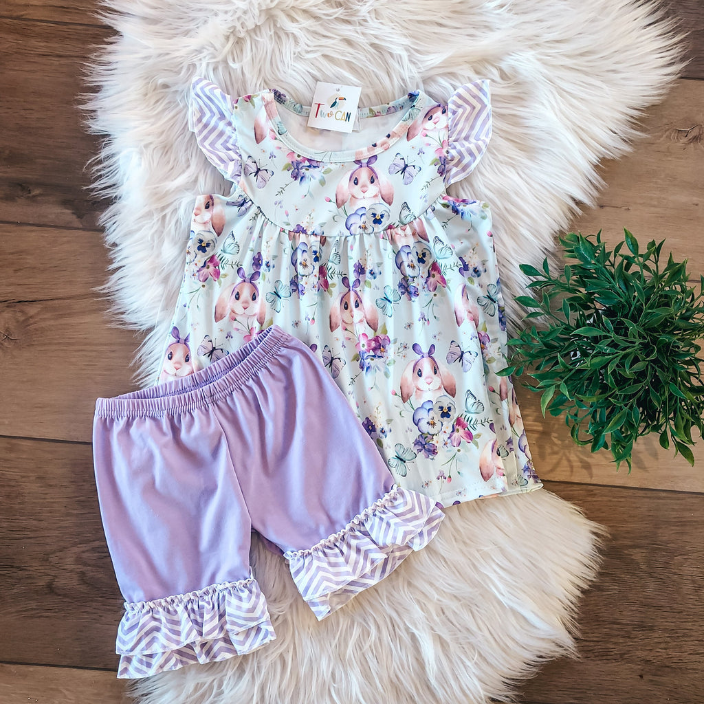 Pastel Bunny Shorts Set by TwoCan