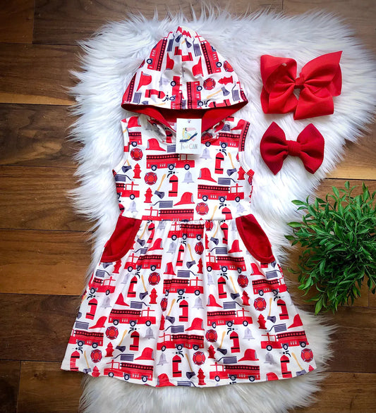 FireTruck Hooded Dress by TwoCan