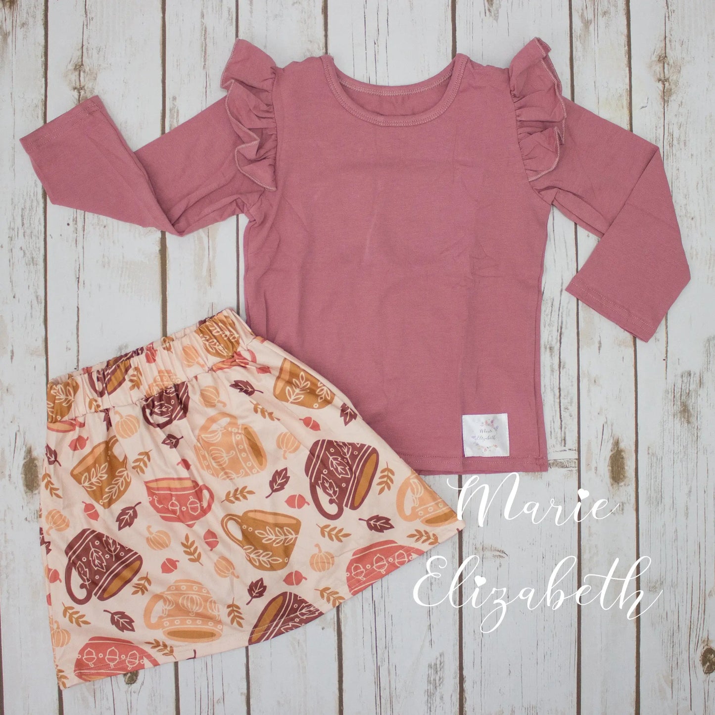 Autumn Coffee Skort & Top 2 Piece Set by Marie Elizabeth
