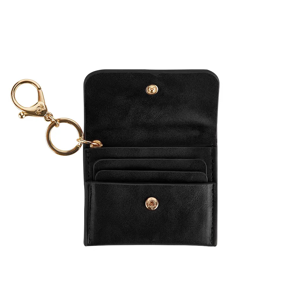 Black Itzy Mini Wallet Card Holder & Key Chain Charm