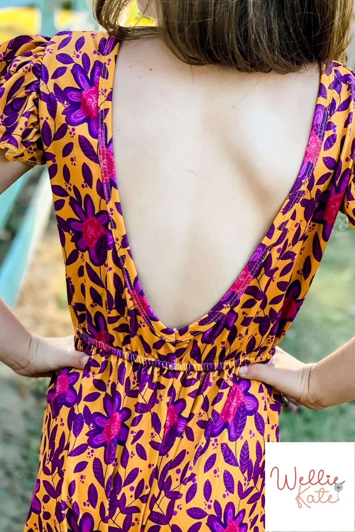 Autumn Floral V-Back Romper by Wellie Kate