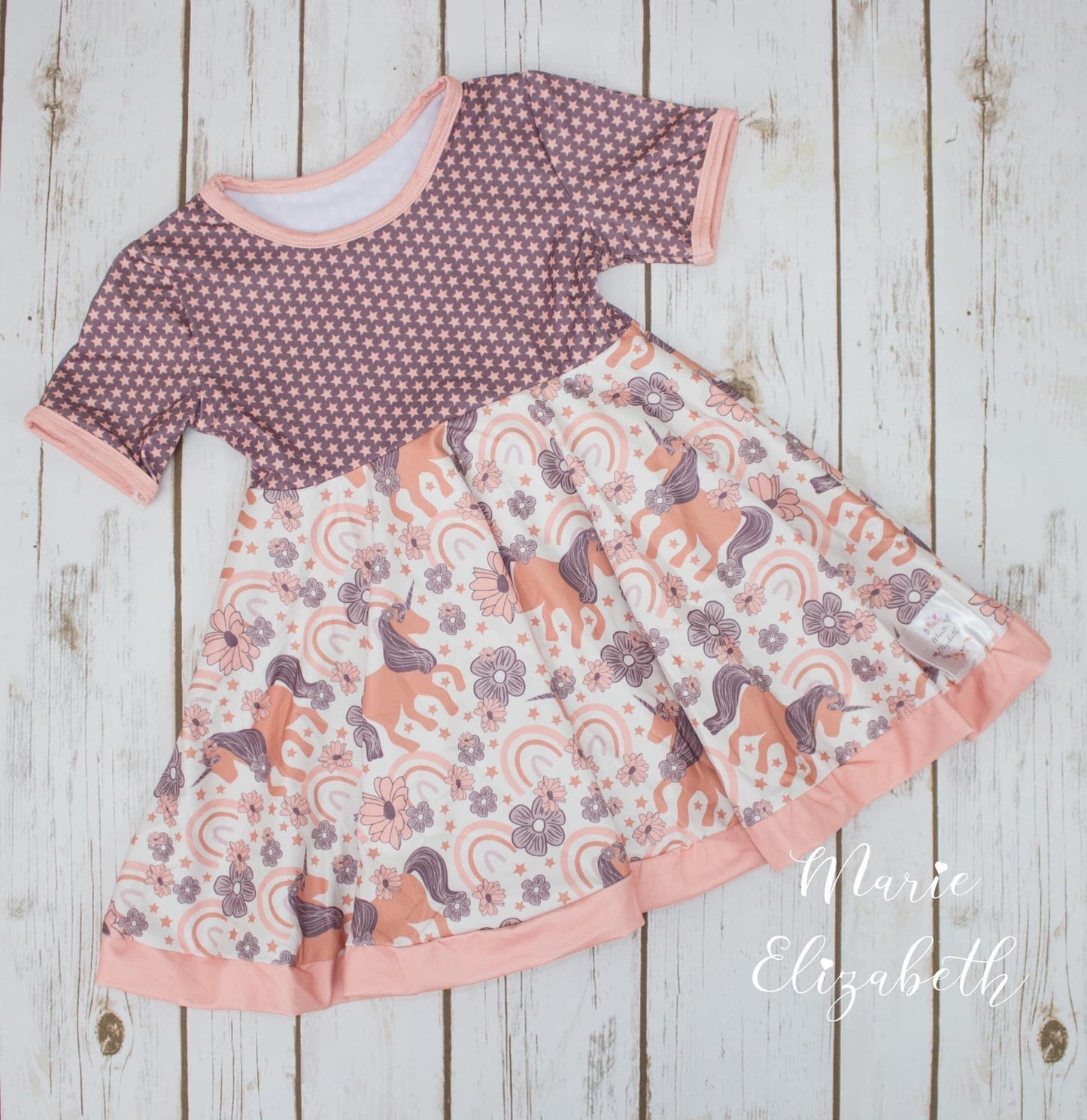 Unicorn & Stars Twirl Dress by Marie Elizabeth