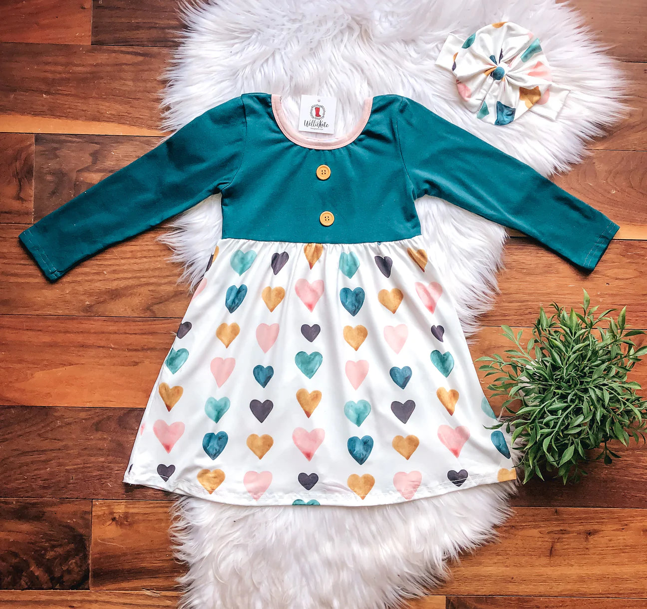 Pre-Order Watercolor Heart Button Dress