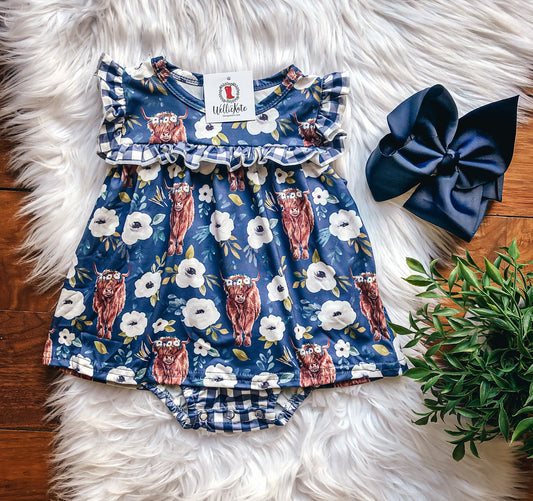 Sweet Highland Cow Infant Romper by Wellie Kate
