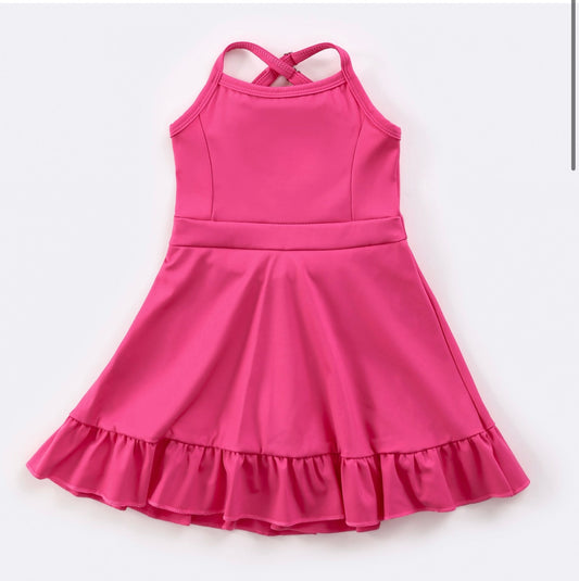 Hot Pink Athletic Girls Dress By Clover Cottage