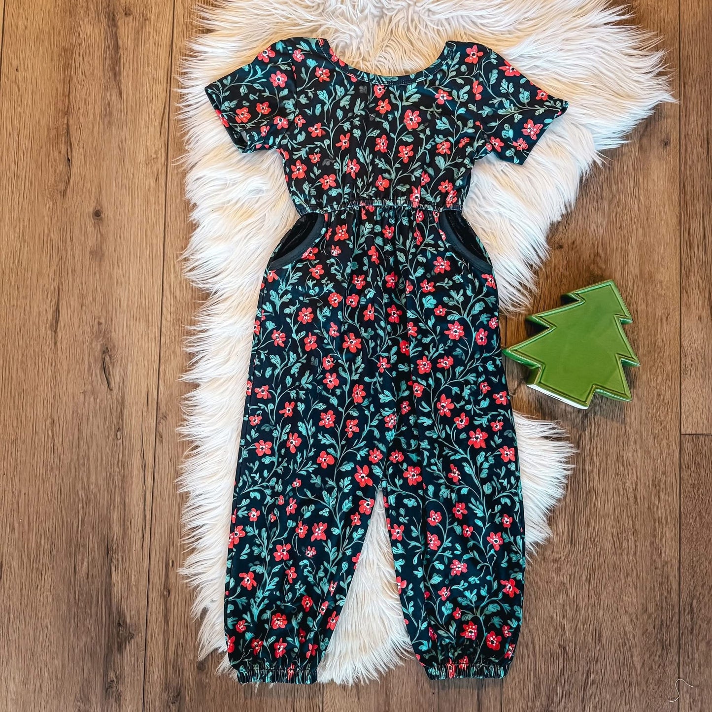 Red Flowers & Vine Jumpsuit By TwoCan