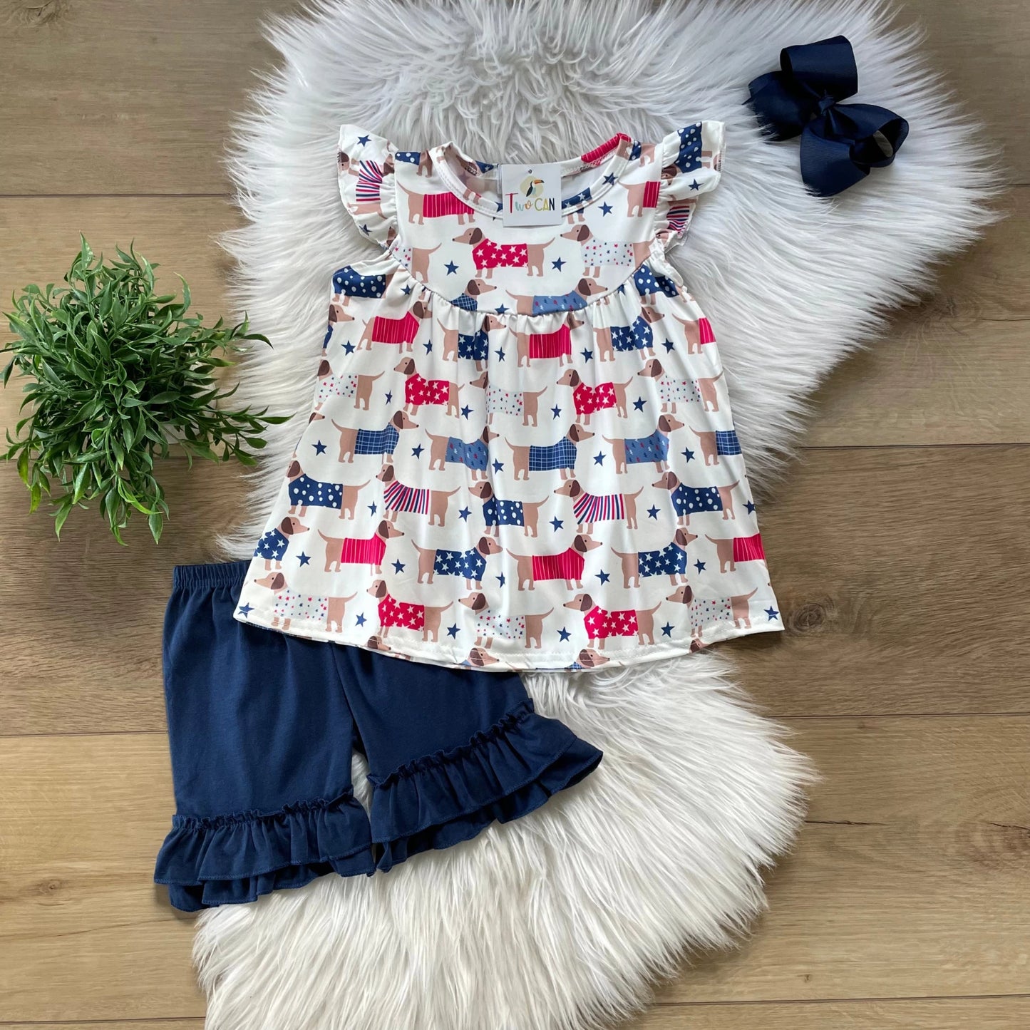 Americana Pups Girls Short Set by TwoCan