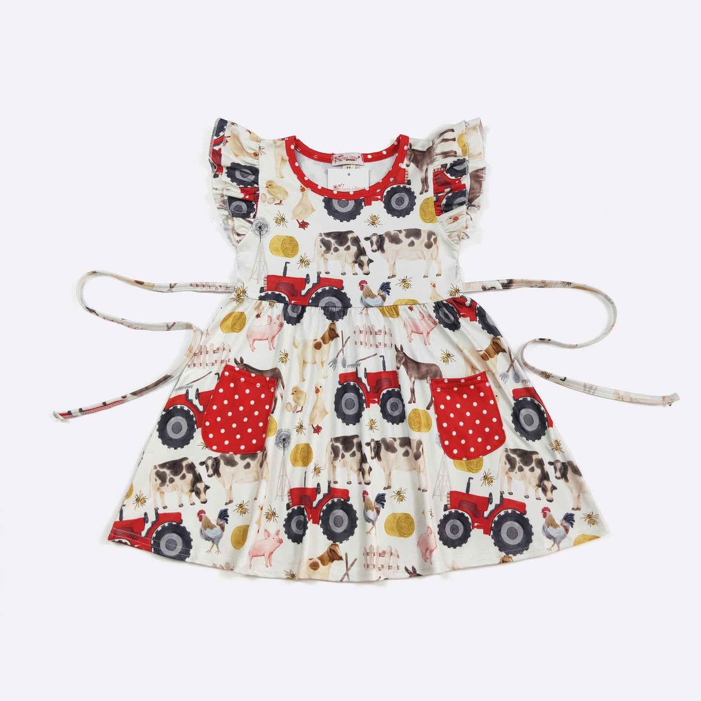 Red Tractor Dress by Clover Cottage