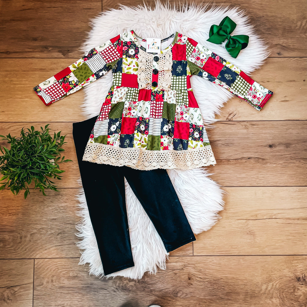 Christmas Patchwork Pants Set by TwoCan