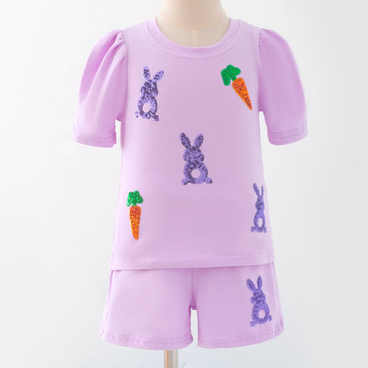 Lavender Sequin Bunny Girls Set by Clover Cottage