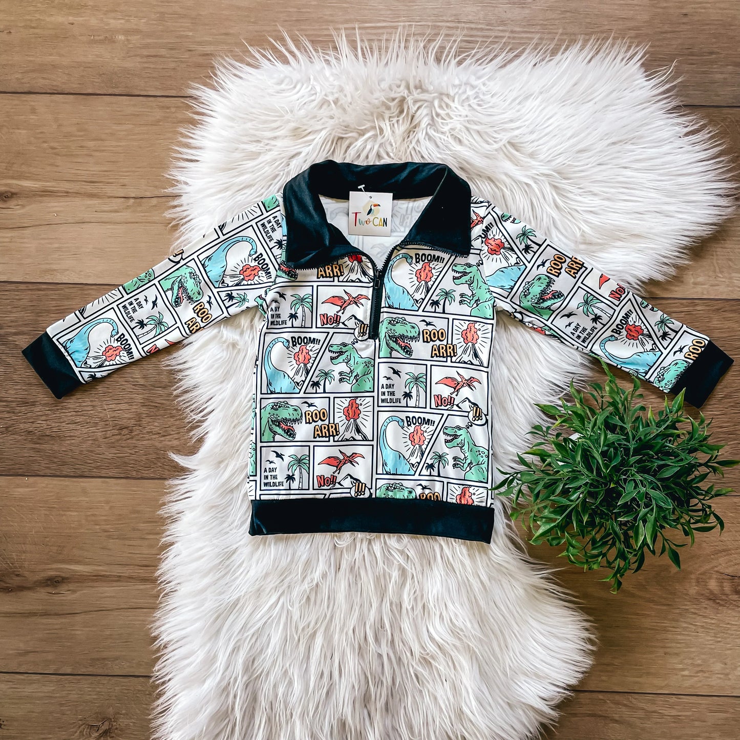 Dino Comic Quarter Zip by TwoCan