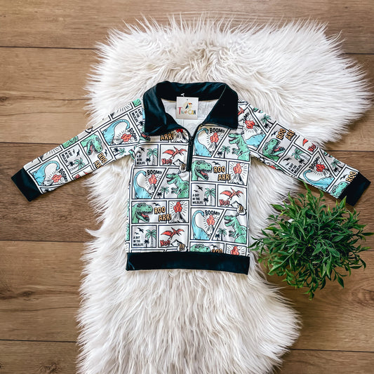 Dino Comic Quarter Zip by TwoCan